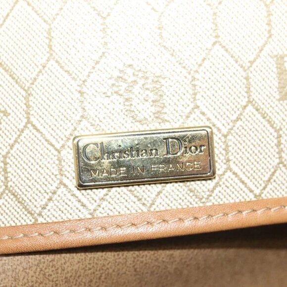 Christian Dior Honeycomb Canvas Shoulder Bag PVC Beige Gold Auth BA5504 - Picture 12 of 16